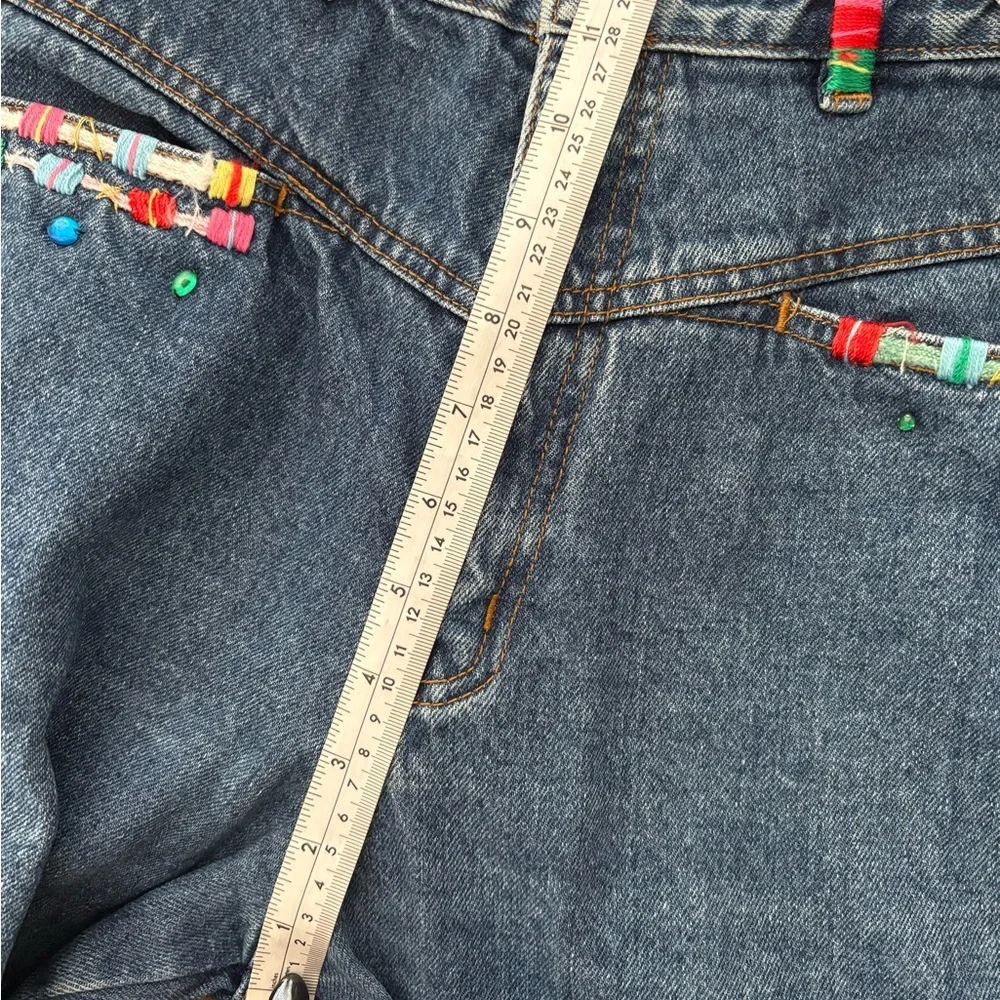 Vintage 80s High Rise Mom Jeans 26 Waist Embellished Denim 100% Cotton - Picture 11 of 12